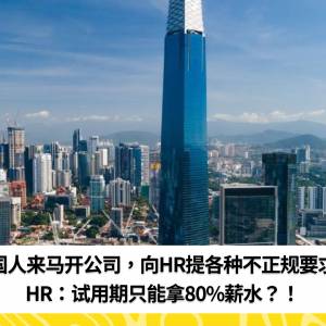 中国人来马开公司，向HR提各种不正规要求！HR：试用期只能拿80%薪水？！